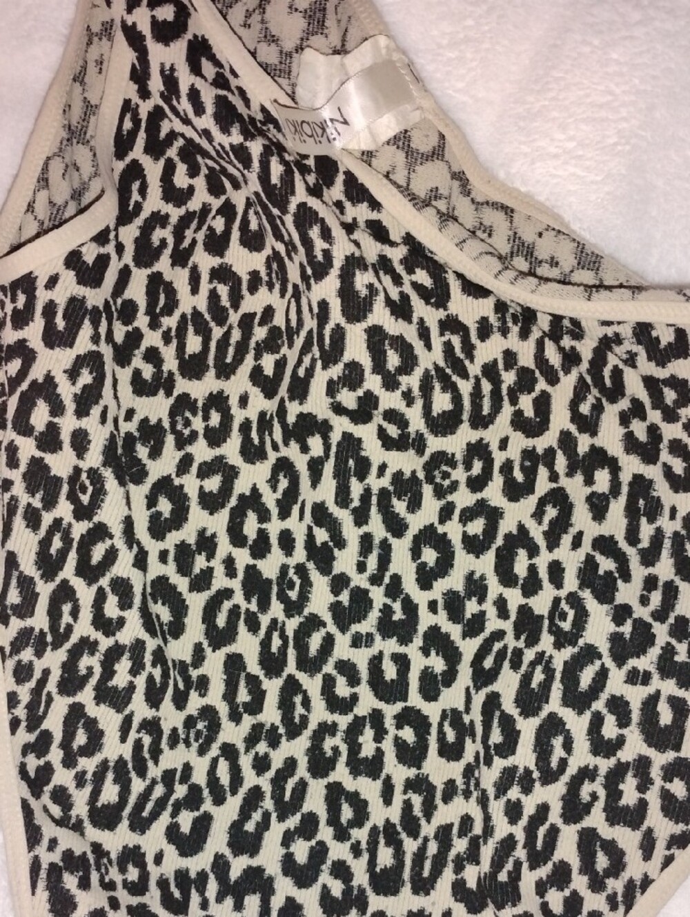 Nikibiki Black and Cream Leopard Print One Shoulder Onesie